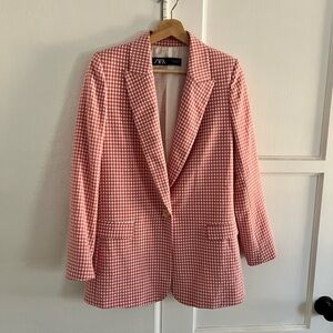 Zara Pink Gingham Blazer